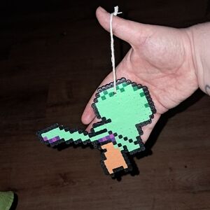Green Pixel-Style Hanging Ornament for Reptile Habitats
